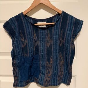 handmade indigo dye boxy crop top